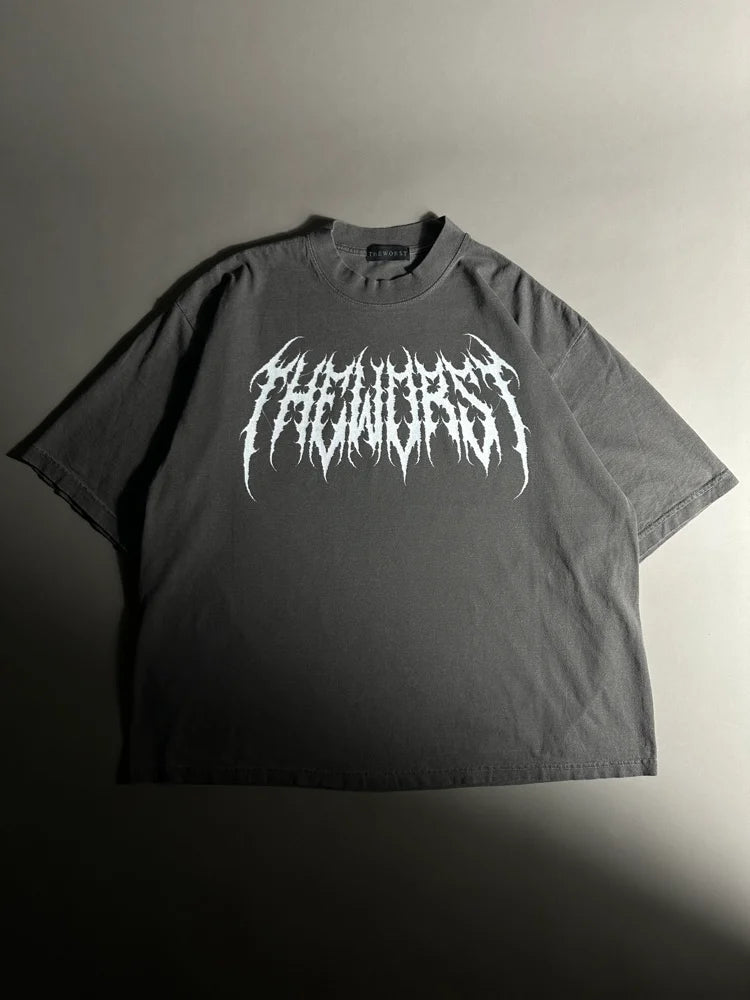 GOTHIC CROSS “OVERSIZED” DROP SHOULDER TEE IN VINTAGE BLACK