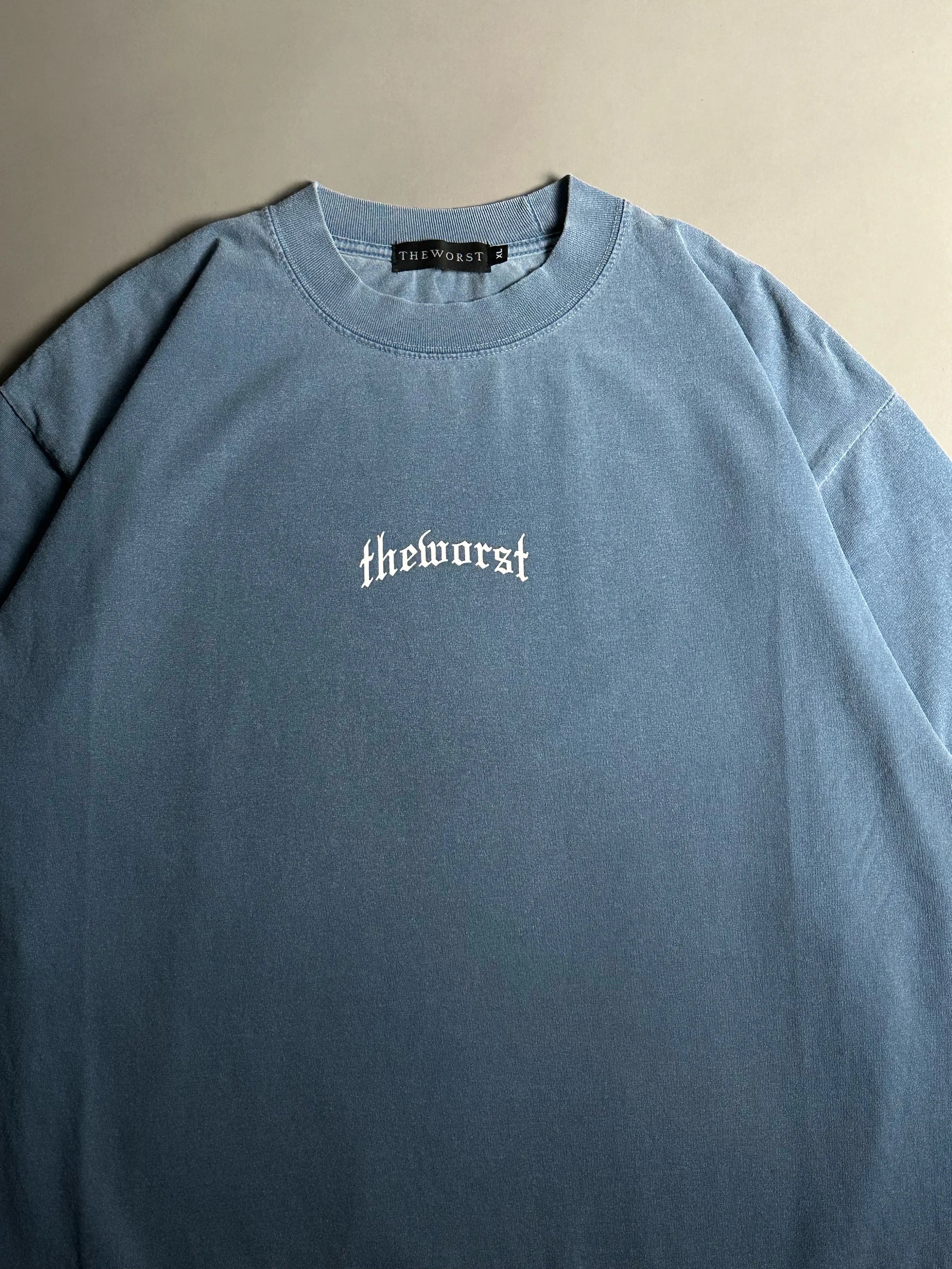 RISING THROUGH CHAOS OVERSIZED TEE IN WASHED BLUE