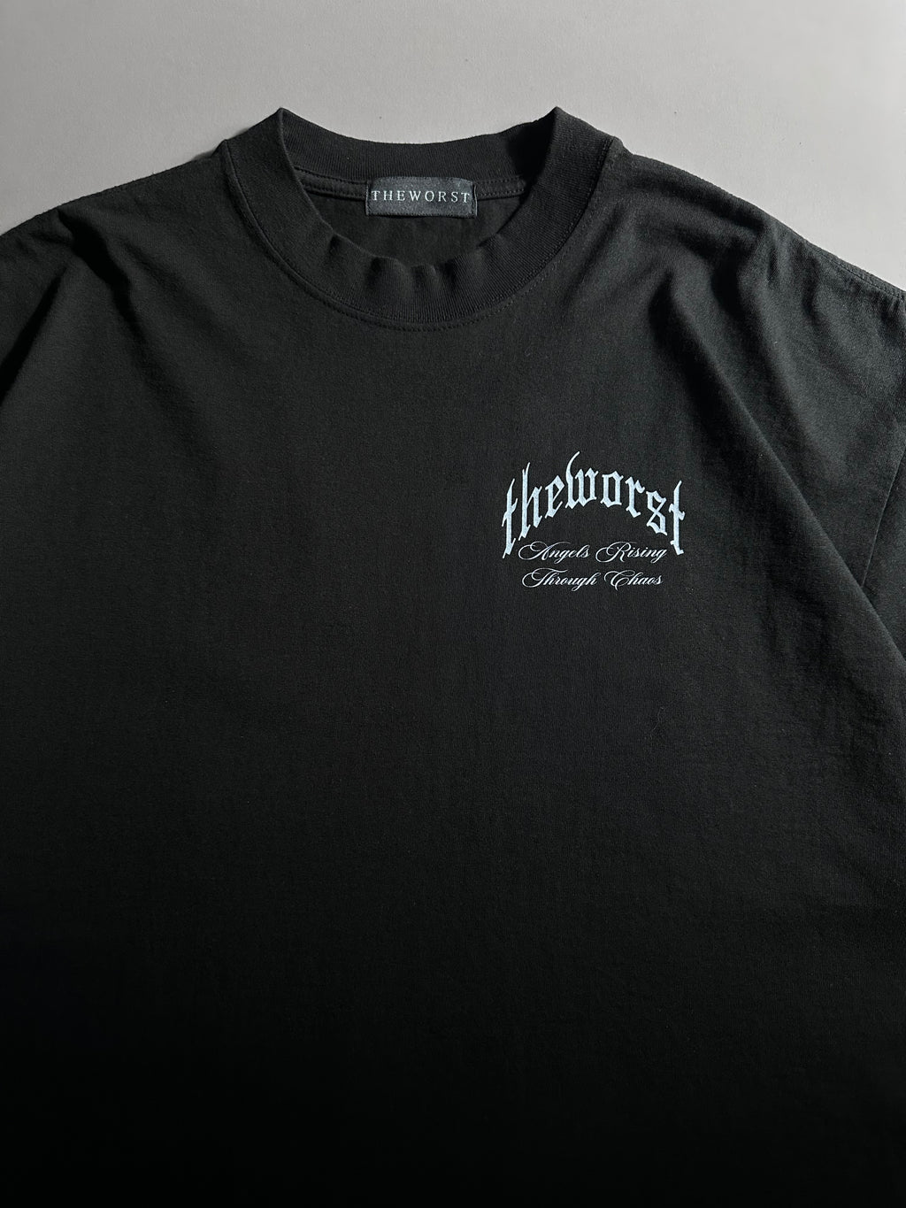 EVIL SHALL NOT PREVAIL “OVERSIZED” DROP SHOULDER TEE IN BLACK