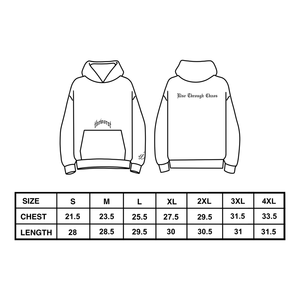 RISE THROUGH CHAOS “OVERSIZED” HOODIE IN BLACK