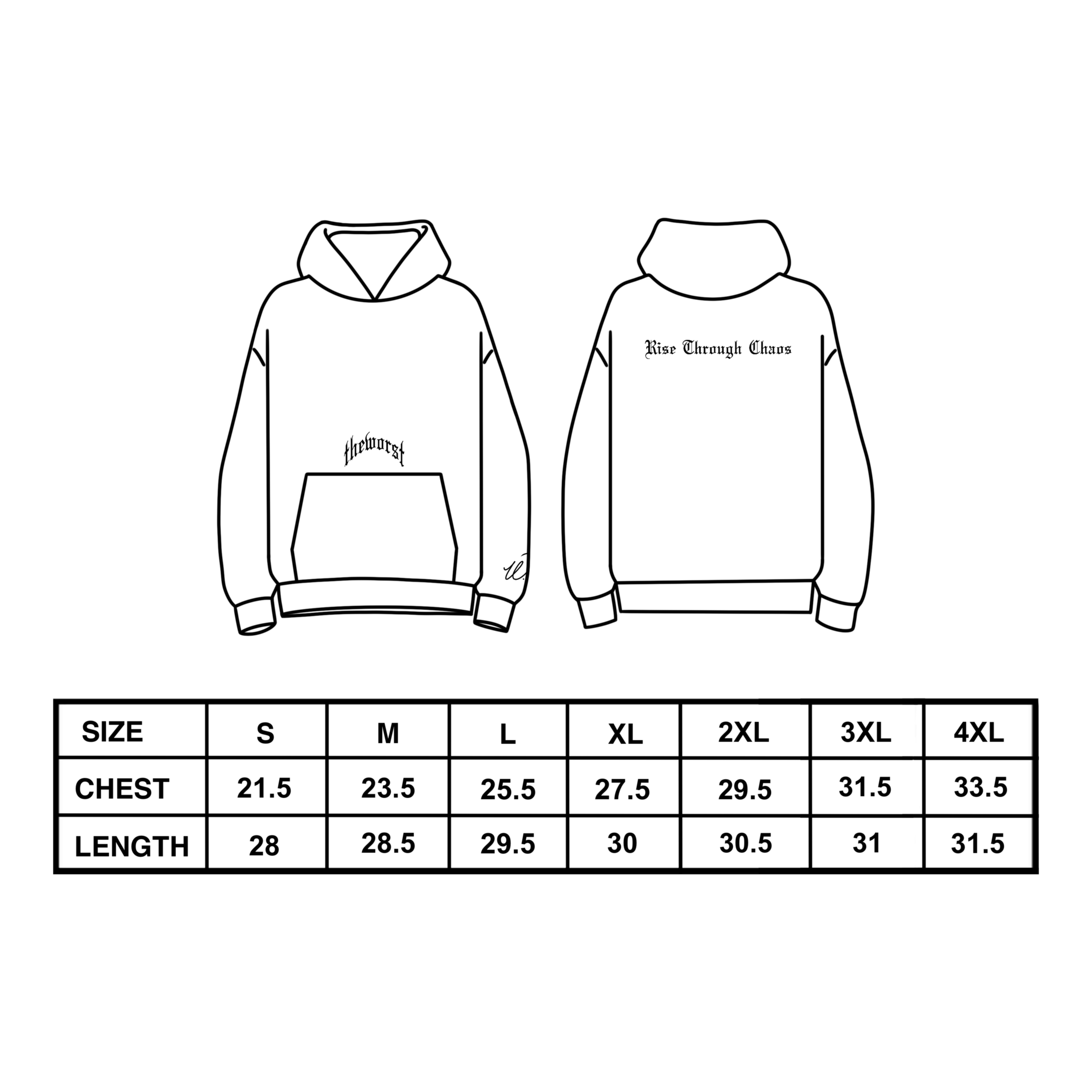 RISE THROUGH CHAOS “OVERSIZED” HOODIE IN BLACK